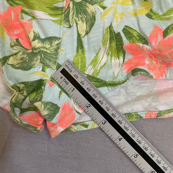 Zara Girls Tropical Floral Print Shorts Size 11/12 Coral Pink Drawstring Elastic - Picture 7 of 7